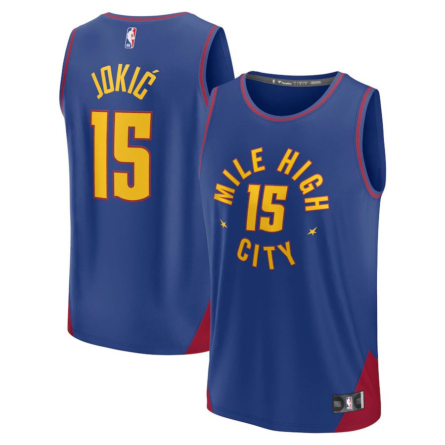 Men Denver Nuggets #15 Nikola Jokic Fanatics Branded Blue 2022-23 Fast Break Player NBA Jersey->denver nuggets->NBA Jersey